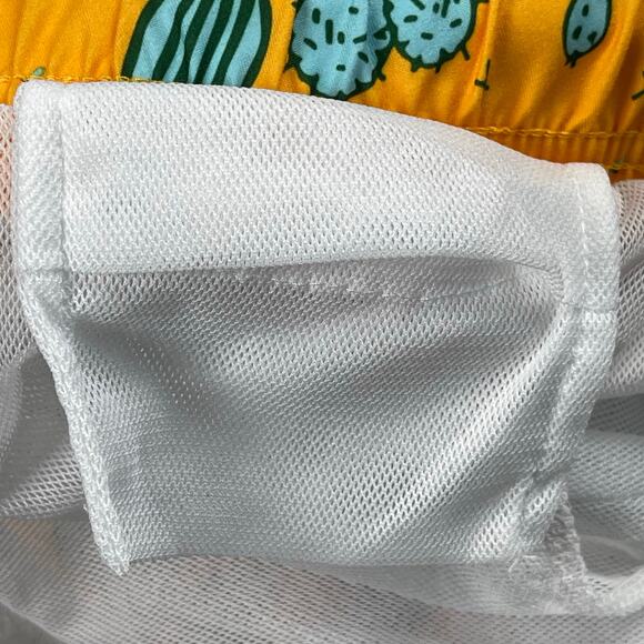 Gold Turquoise Cactus Print Swim Trunks Men 3XL 48-50 Above The Knee 6" Inseam - Picture 4 of 9